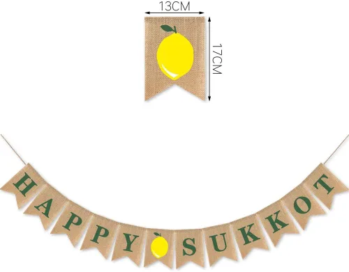 Vista 4 de SWYOUN Cartel de arpillera de Sukkot de Sukkah, suministros para fiestas judías, decoración de guirnalda