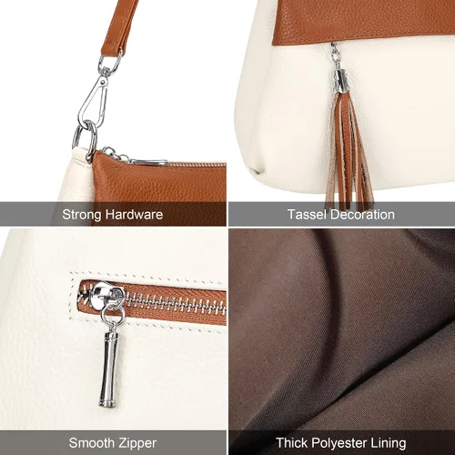 Vista 48 de Over Earth Genuine Leather Crossbody Bags for Women Small Hobo Handbags Shoulder Purses with 2 Detachable Straps