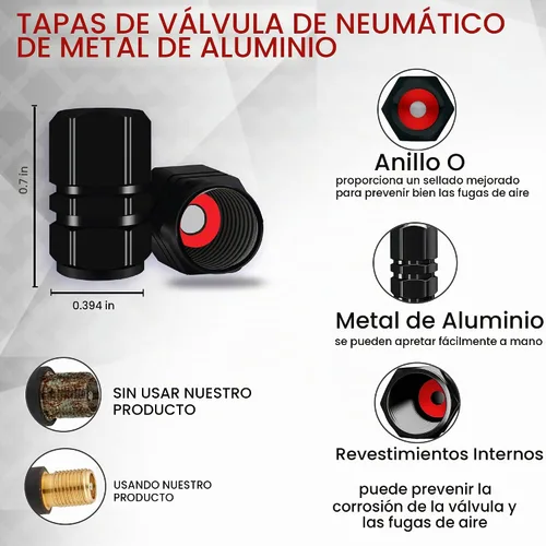 Vista 2 de Performore 8 tapas de válvula de neumático, cubiertas de vástago de alta resistencia Universal para rueda de coche de aluminio, tapas de válvula