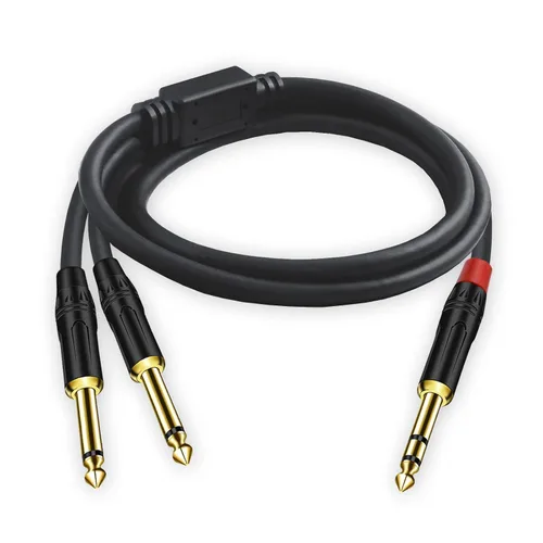 Vista 8 de 1.6 pies 1 paquete de 1/4 pulgadas TRS estéreo Y Splitter Cable de inserción, chapado en oro, serie Audiowave de 0.250 in macho a doble 0.250 in TS