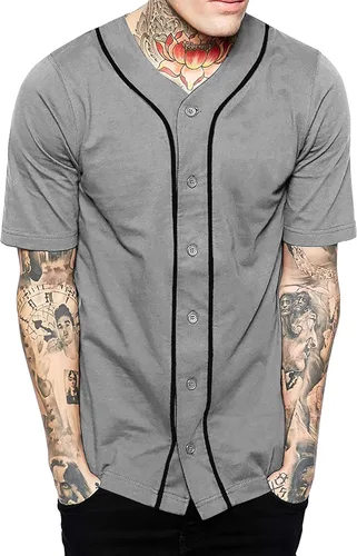 Vista 39 de Hat and Beyond camiseta de béisbol para hombre con botones hipster hip hop
