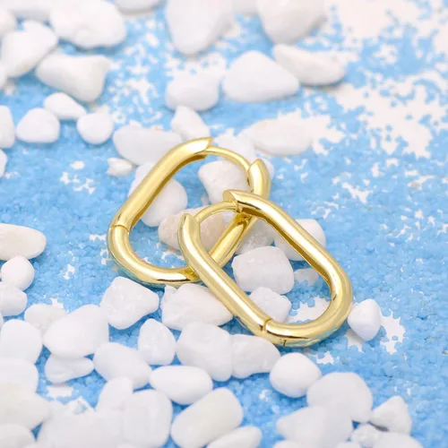 Vista 10 de 1 Inch Chunky Oval Hoop Huggie Earrings Sterling Silver Earrings for Women