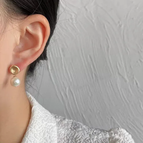 Vista 7 de Aretes de perlas de agua dulce para mujer, barroco, retro, moderno, regalo de joyería