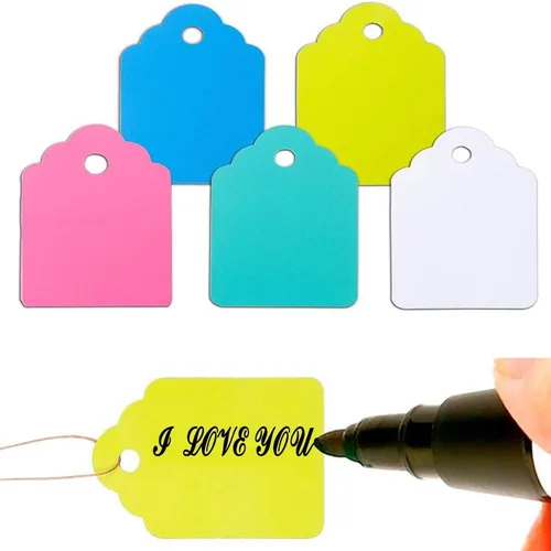 Vista 3 de 500 etiquetas impermeables con cuerda, etiquetas reutilizables de plástico para colgar