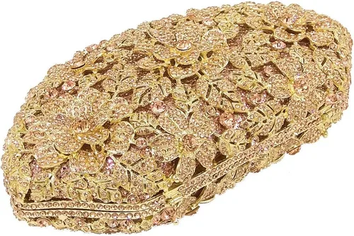 Vista 8 de Boutique De FGG Bolso de noche de flores de embrague de cristal de lujo para mujer, bolso de boda nupcial, bolso