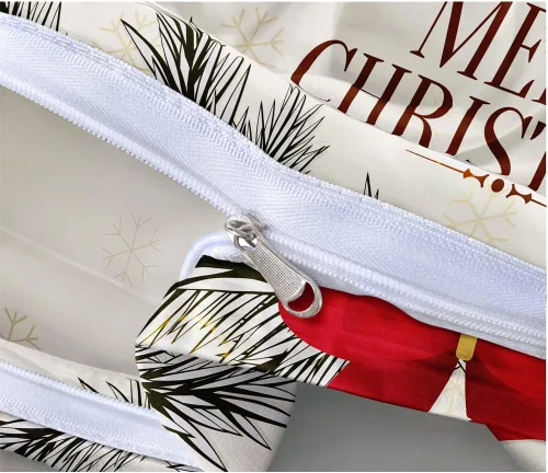 Vista 5 de Juego de funda de edredón de Navidad 3D, fundas de edredón y fundas de almohada con patrón de lazo rojo, juegos de ropa de cama de color pulido