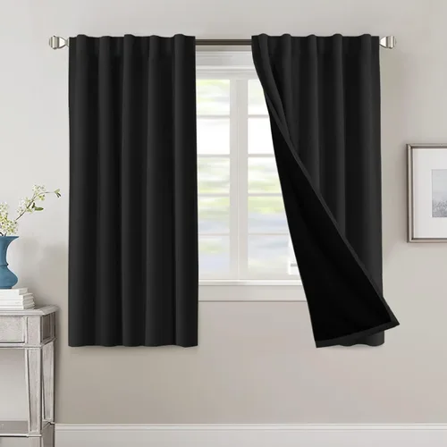 Vista 35 de H.VERSAILTEX Cortinas 100% opacas para dormitorio con forro negro, cortinas de oscurecimiento de habitación completa, con aislamiento térmico