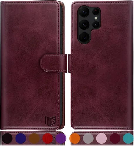 Vista 18 de SUANPOT - Funda para Samsung Galaxy S23 Ultra con bloqueo RFID, tarjetero con funda protectora de PU para teléfono, para mujeres y hombres