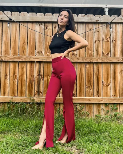 Vista 7 de GRAPENT Pantalones de vestir de pierna ancha para mujer, pantalones acampanados, pantalones casuales de trabajo, pantalones de trabajo