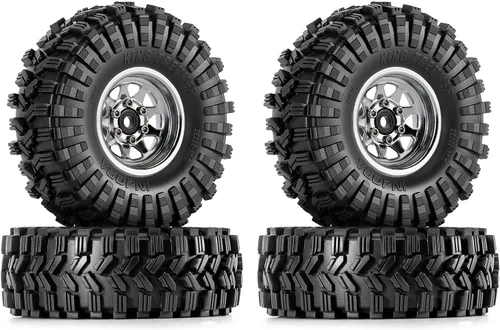 Vista 10 de Juego de ruedas Beadlock de 1.0 - 3.78 mm de desplazamiento para coche de oruga RC 1/18 1/24 Axial AX24 SCX24 FMS FCX24 TRX4M, Negro (W1004-T1014)