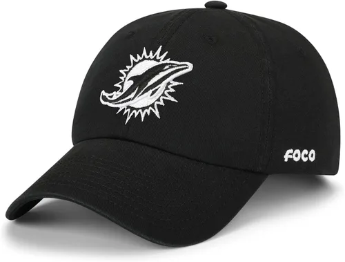 Vista 10 de FOCO NFL Gorras y Gorras Casuales para Hombres con Logotipo de Equipo de la NFL, Negro y Blanco