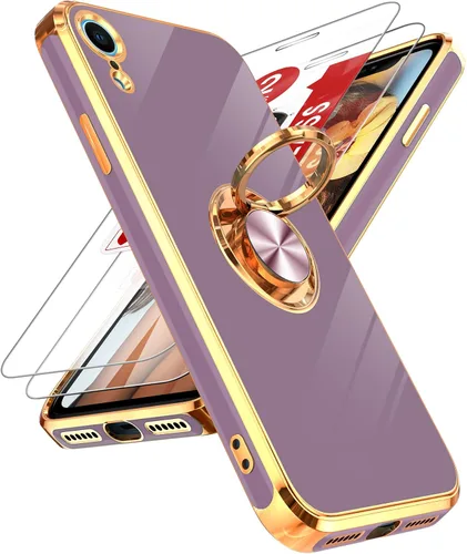 Vista 65 de LeYi Funda para iPhone XR: con Protector de Pantalla de Vidrio Templado [Paquete de 2] Soporte de Anillo Giratorio de 360°, Soporte Magnético