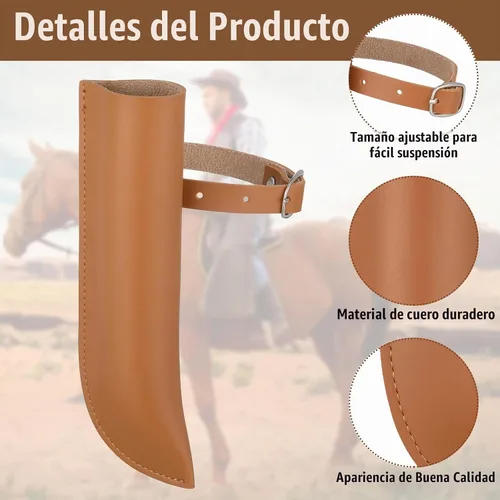 Vista 3 de Woanger 2 Pcs Flag Boot for Saddle Stirrup, Leather, 7 X 2.2", Brown