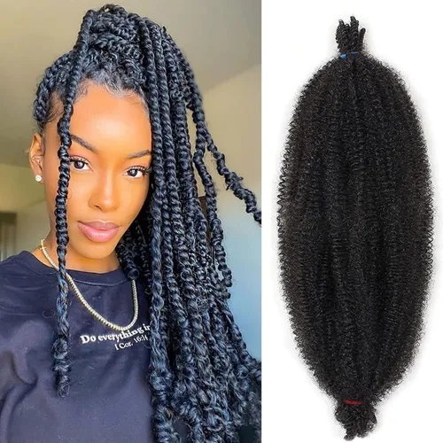 Vista 62 de Cabello de Envoltura Pre-Esponjado de 8 Pulgadas, 3 Paquetes, Cabello Afro Twist Pre-Separado Elástico para Locs, Cabello Afro Twist Negro Natural