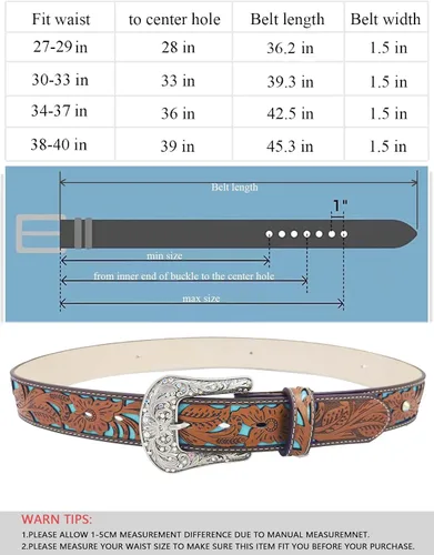 Vista 6 de TOPACC Cinturones occidentales para mujer y hombre Cowboy Country Cinturones con hebillas para jeans pantalones Rodeo