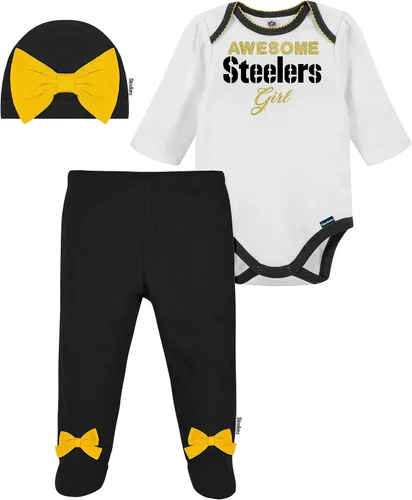 Vista 15 de NFL Conjunto de enterizo, pantalón con pies y gorro de 3 piezas para bebé niña