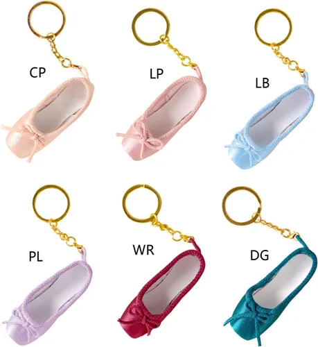 Vista 7 de BIBABLYKE Mini zapatos de ballet llavero zapatos de punta llaveros hechos a mano Pointe zapato encanto bolsa colgante regalo para amantes de la danza