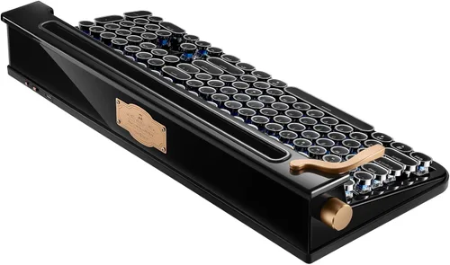 Vista 3 de Teclado FINEDAY 2.0 Plus, Inalámbrico 2.4G y Bluetooth, 104 Teclas, Interruptor Azul, 5000mAh, Teclado Mecánico Retro para PC/Mac/Teléfono