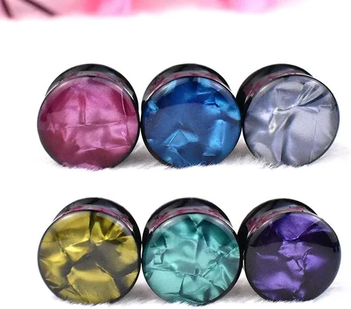 Vista 3 de Jboyanpei 12 unids6 pares coloridos granos de piedra acrílico tapones para los oídos dilatadores de oreja calibre expansor piercing joyería