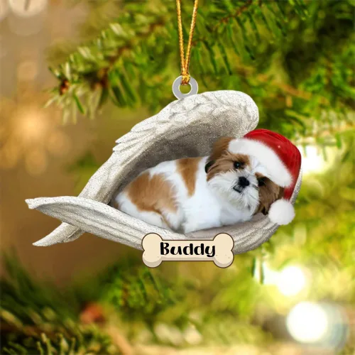 Vista 32 de Afghan Hounds - Adorno de Navidad con alas de ángel durmiente, recuerdo personalizado para perros 2024, adorno de forma acrílica, regalos