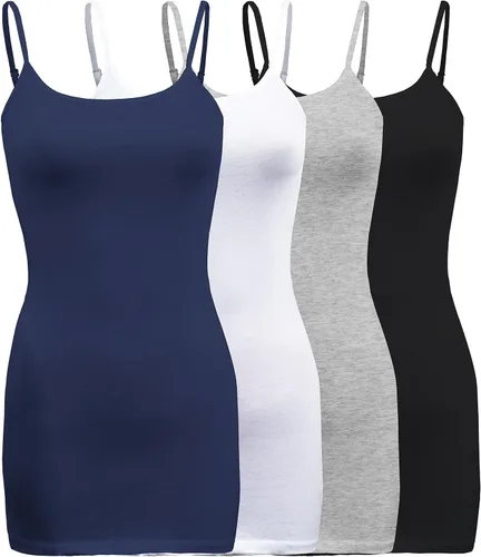 Vista 13 de ShezPretty - Camiseta sin mangas básica para mujer con tirantes tipo espagueti ajustables, 4