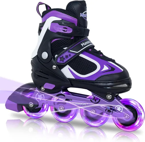 Vista 33 de MammyGol Patines en línea ajustables para niños y niñas, patines con ruedas iluminadas de 4 a 16 años