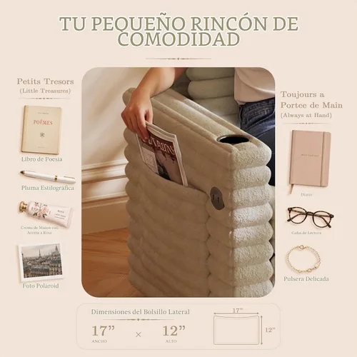 Vista 4 de Wrofly Sofá cama convertible 3 en 1, sofá cama extraíble para sala de estar con bolsillos laterales, portavasos y puerto de carga USB, respaldo