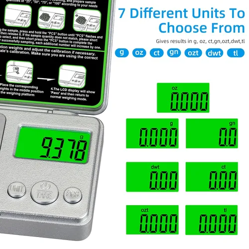 Vista 5 de Báscula de alta precisión de 3.53 oz/0.00 oz, báscula digital de miligramo de bolsillo, báscula de joyería de gramo pequeño, escala de moneda