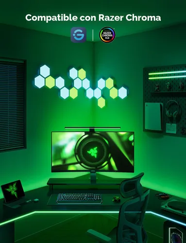 Vista 7 de Govee Luz de juego para monitor G1, retroiluminación LED RGBIC para PC de 27 a 34 pulgadas, luces LED inteligentes para monitores con combinación