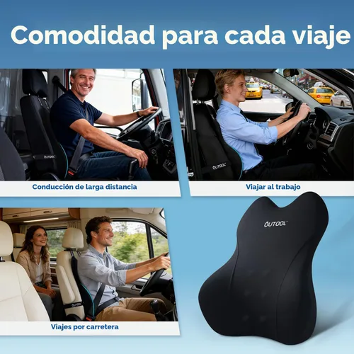 Vista 5 de QUTOOL Almohada de Soporte Lumbar para Automóvil, Accesorios de Camión Elementos Esenciales de Viaje, Cojín de Espuma con Memoria para Asiento