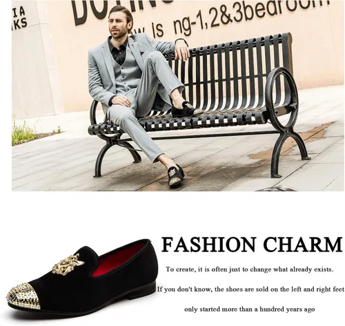 Vista 6 de Mocasines de piel auténtica textura metalizada brillantina sin agujetas para hombre