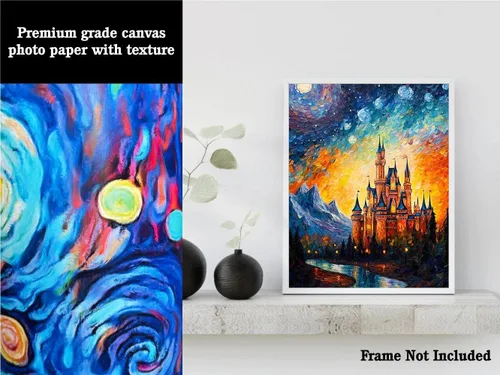 Vista 3 de Bestbuddy Pet 8X10 sin marco noche estrellada inspirada en el castillo medieval Edad Media Princesa Fantasía Niña Europa Familia Pintura al óleo