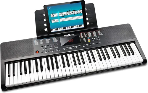 Vista 5 de RockJam Piano de teclado de 61 teclas con kit de pantalla LCD, soporte, banco, auriculares y teclado compacto de 61 teclas con soporte