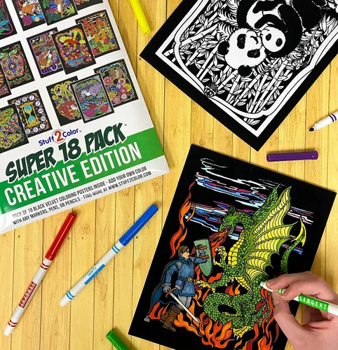 Vista 4 de Paquete a granel de 108 pósteres de terciopelo mullido para colorear (2 de cada 54 pósteres únicos para colorear), ideal para escuelas