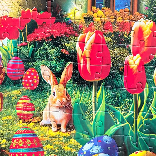 Vista 5 de Rompecabezas de 300 piezas para adultos y niños, rompecabezas de Pascua, casa de hongos