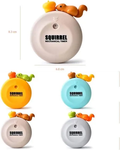 Vista 2 de Temporizadores de maquinaria de ardilla linda de 60 minutos, temporizador mecánico de cocina, reloj, contadores de alarma fuerte, temporizador Beige