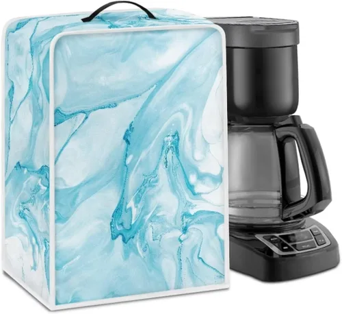 Vista 40 de Funda para cafetera, poliéster, azul, se adapta a la mayoría de máquinas de café estándar, protector resistente al polvo, huellas dactilares