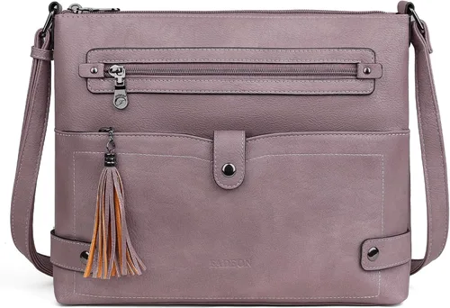 Vista 17 de FADEON Bolsos cruzados grandes para mujer, bolso cruzado de cuero de diseñador, bolso de hombro con múltiples bolsillos