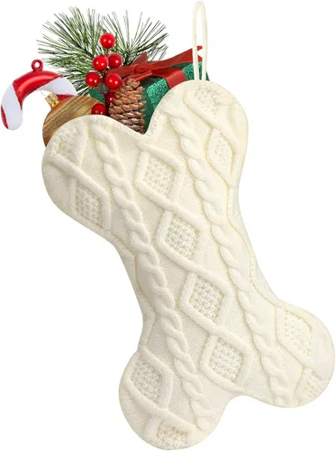 Vista 12 de Hommtina Medias de Navidad, medias de Navidad personalizadas de 18 pulgadas, de gran tamaño, punto trenzado, regalos (4 unidades, blanco y rojo)