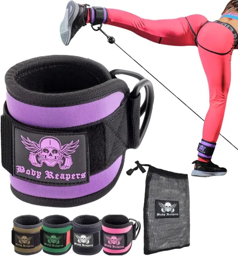 Vista 11 de Accesorio de cable de tobillo para gimnasio con correa ajustable, anillos en D dobles duraderos y diseño acolchado para ejercicios de glúteos