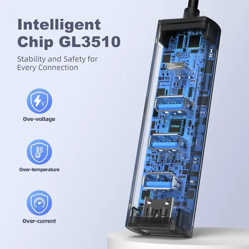 Vista 6 de Concentrador USB C de 5 puertos, adaptador intpw USB C a USB con 1 puerto de datos USB-C/3 USB-A 3.0, adaptador de concentrador USB-C multipuerto