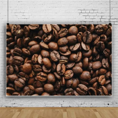 Vista 4 de Fondo de foto con tema de cafetería, granos de café, fondo de sesión de fotos, 5 x 3 pies, para adultos y niños, decoración de fiesta de cumpleaños