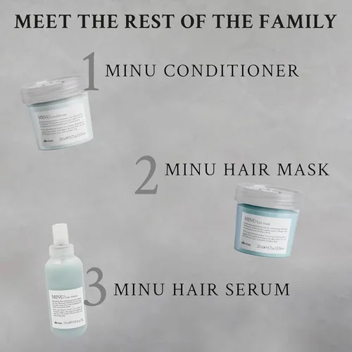 Vista 7 de Davines Champú MINU, champú de retención de color para cabello teñido y tratado, protege y mantiene el cabello brillante, brillante durante más