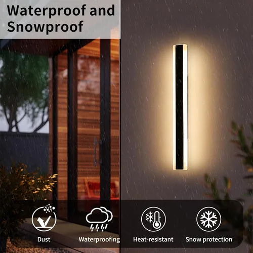 Vista 5 de Apliques de pared para exteriores, luces de pared modernas de 31.4 pulgadas, 3 luces de color 3000 K/4500 K/6000 K, panel acrílico, luz exterior