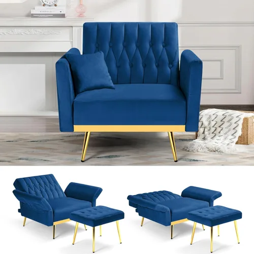 Vista 9 de Silla decorativa de terciopelo con respaldo y reposabrazos Verde oliva