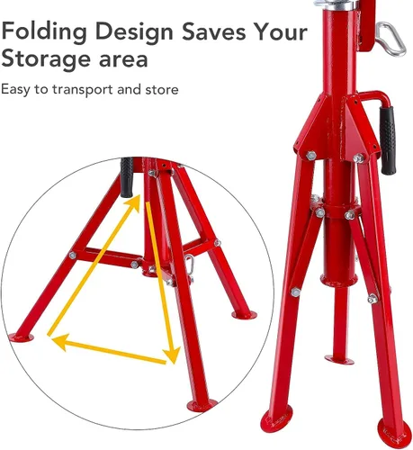 Vista 4 de PioneerWorks Soporte de tubo con cabeza en V, altura ajustable de 28-52 pulgadas, capacidad de carga de 2500 libras, capacidad de 1/8"-12", cuerpo