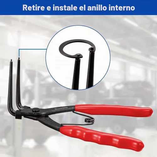 Vista 5 de Toolwiz - Alicates de anillo de presión resistentes, alicates de clip interno de 90 grados, color rojo Carbon Steel Retaining Ring C Clip Circlip