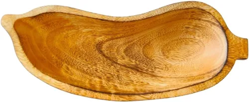 Vista 9 de Cuenco de madera tallada de 7 pulgadas de largo con forma de fruta de manzana marrón – Vajilla de madera coleccionable funcional hecha a mano