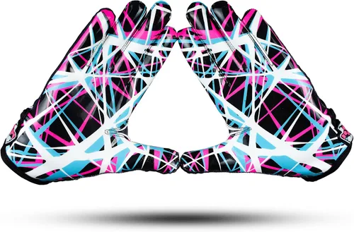 Vista 2 de TAQCHA Jester Cross Eyes Football Gloves - Tacky Sticky Grip Receiver Gloves for Men, Youth, Boys & Kids - Pro Elite Wide Receiver Gear for Game