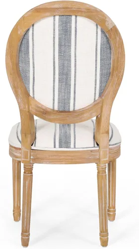 Vista 10 de Christopher Knight Home - Juego de sillas para comedor, modelo Phinnaeus, juego de 4, madera, rayas azul oscuro + beige claro + natural